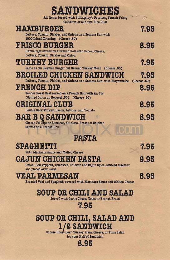 Billingsley's - Los Angeles, CA menu_pic