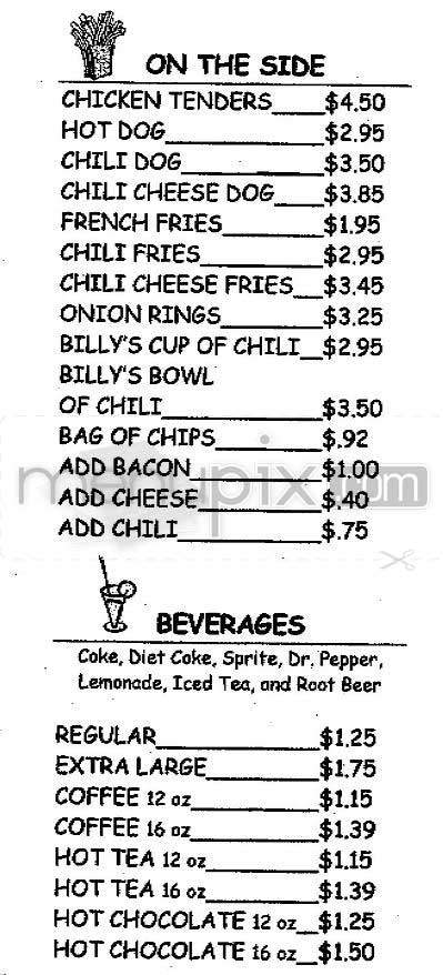 Billy's Grill - Sherman Oaks, CA menu_pic