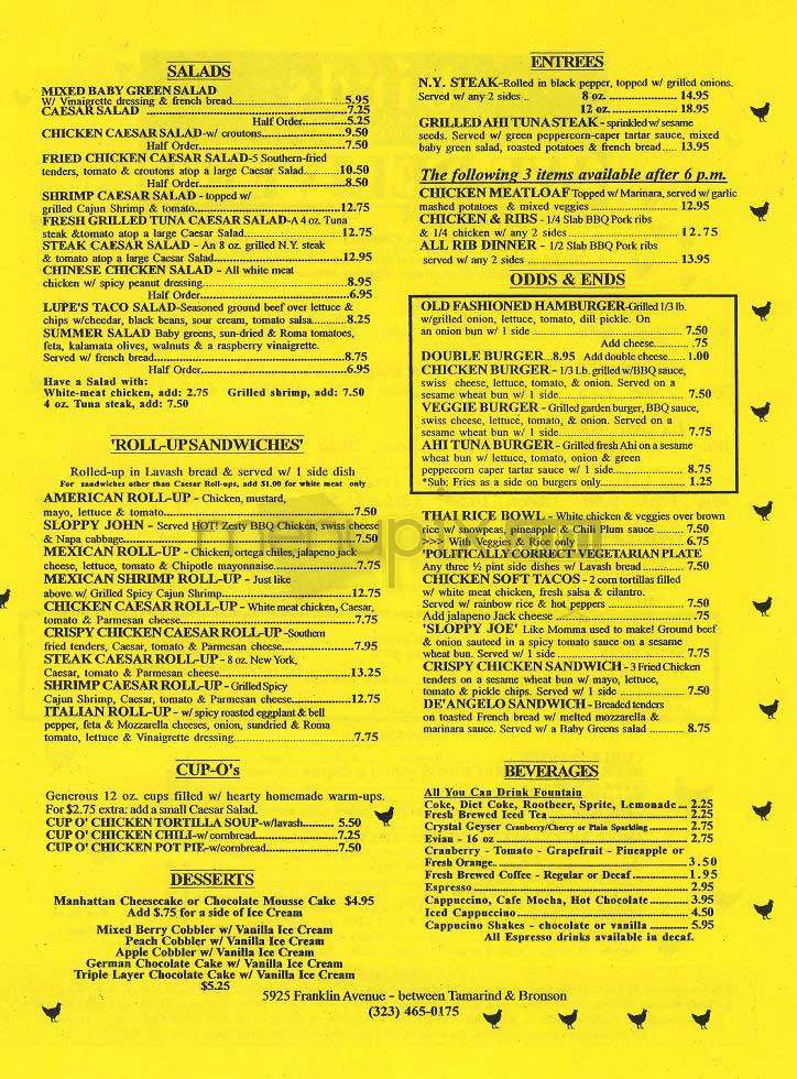 Birds - Los Angeles, CA menu_pic