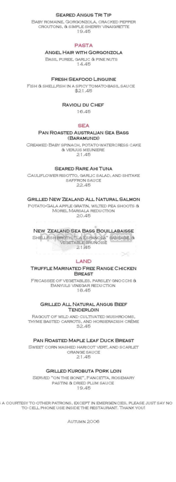 Bistro 45 - Pasadena, CA menu_pic