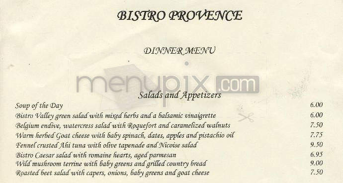 Bistro Provence - Burbank, CA menu_pic