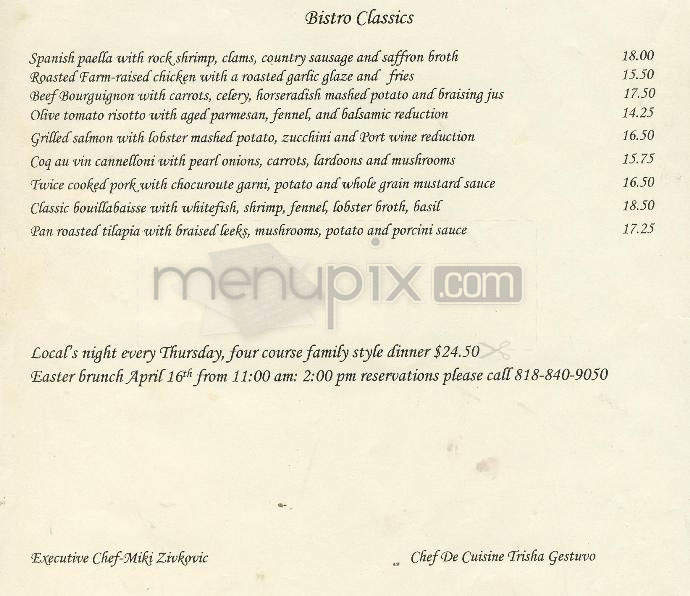 Bistro Provence - Burbank, CA menu_pic