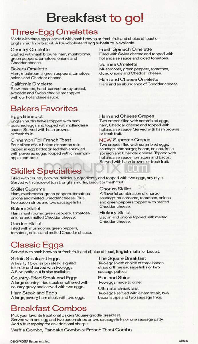 Bakers Square Restaurant & Bakery - Pasadena, CA menu_pic