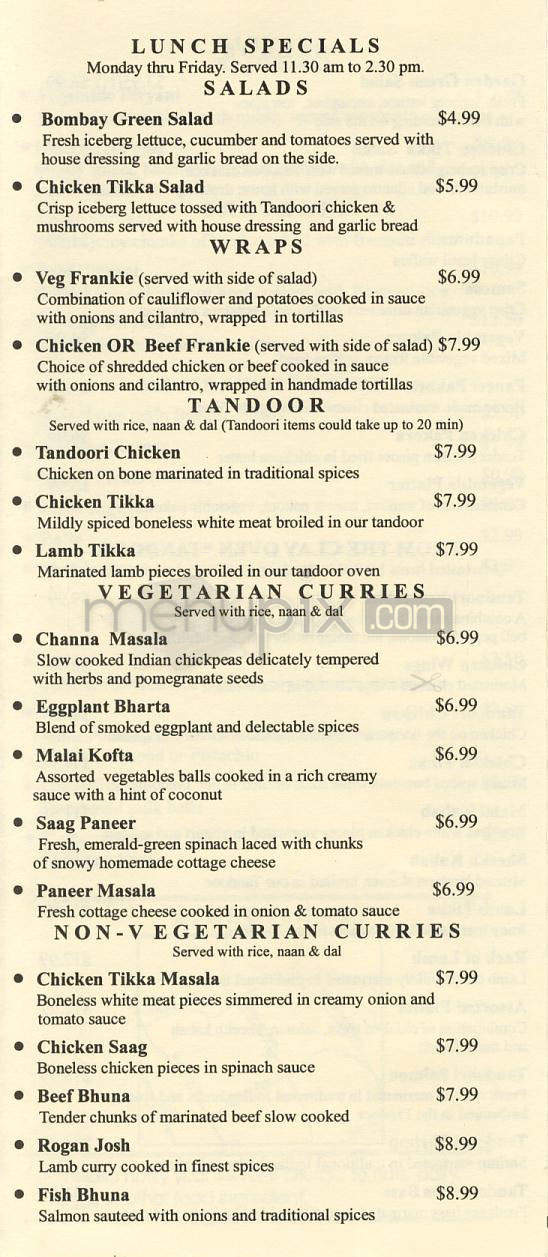 Bombay Bite - Los Angeles, CA menu_pic