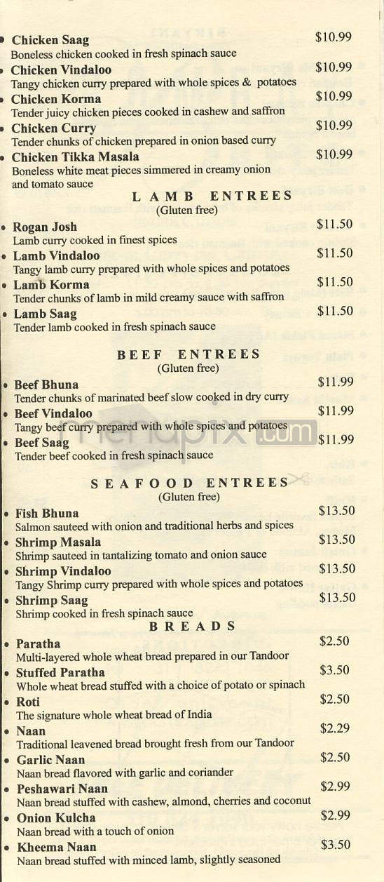 Bombay Bite - Los Angeles, CA menu_pic