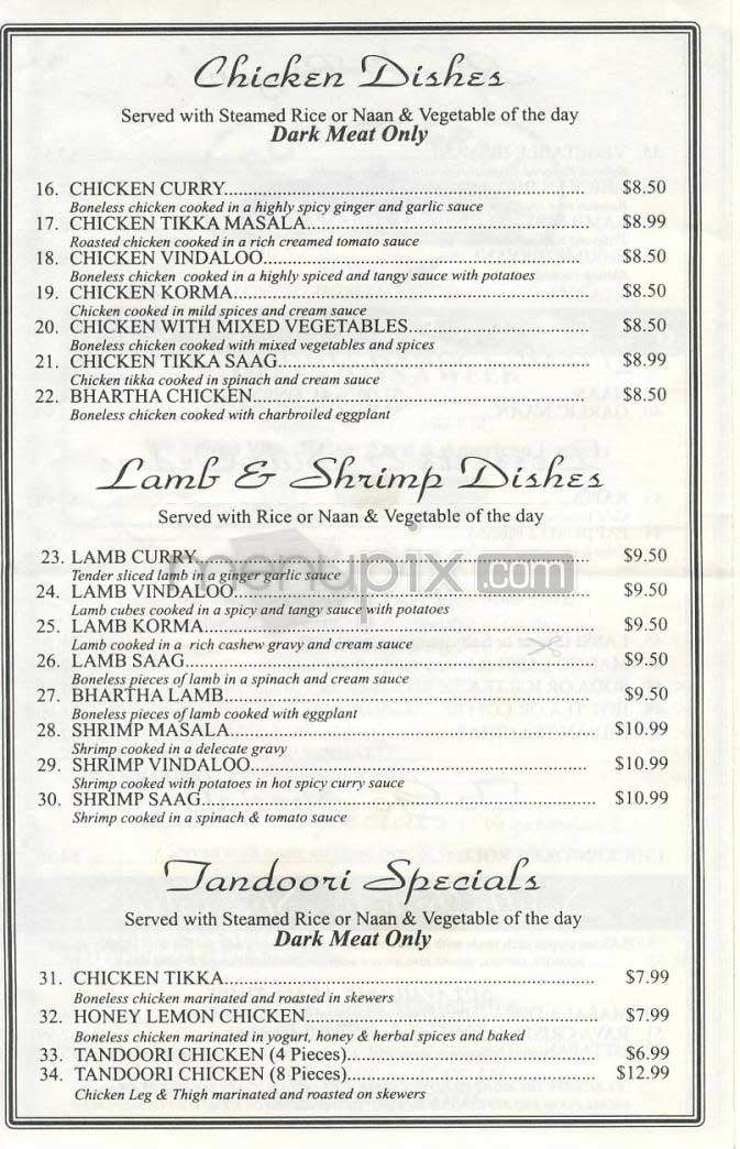 Bombay Grill - West Hollywood, CA menu_pic