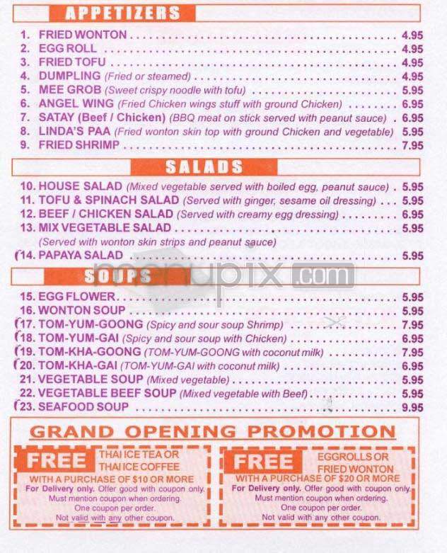 Linda Thai - Los Angeles, CA menu_pic