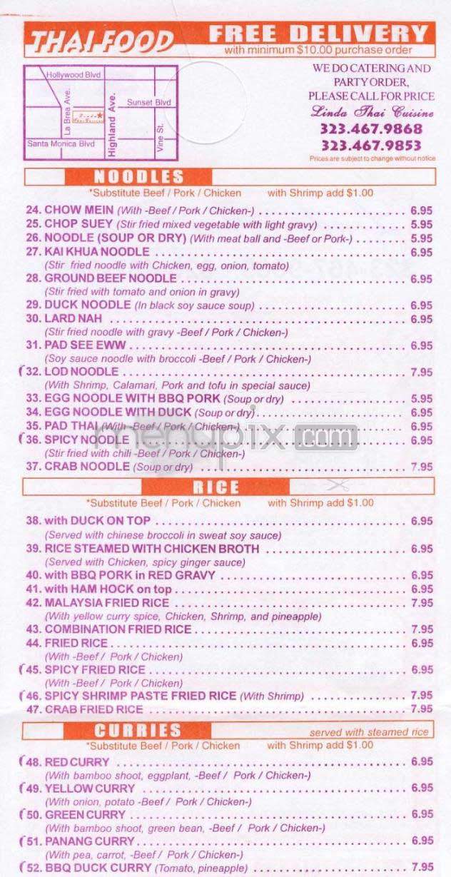 Linda Thai - Los Angeles, CA menu_pic