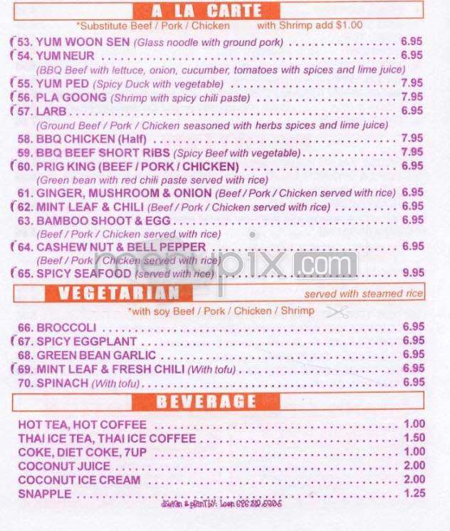 Linda Thai - Los Angeles, CA menu_pic