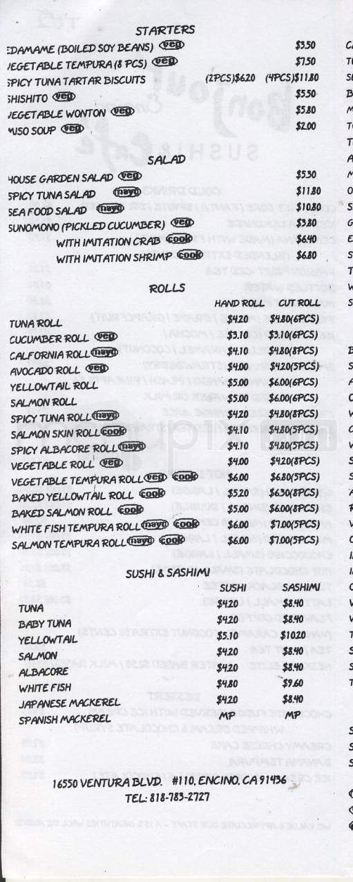 Bonjour Sushi & Cafe - Encino, CA menu_pic