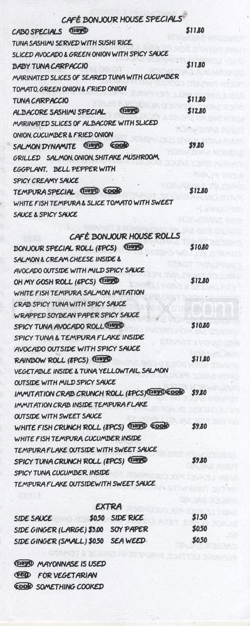 Bonjour Sushi & Cafe - Encino, CA menu_pic