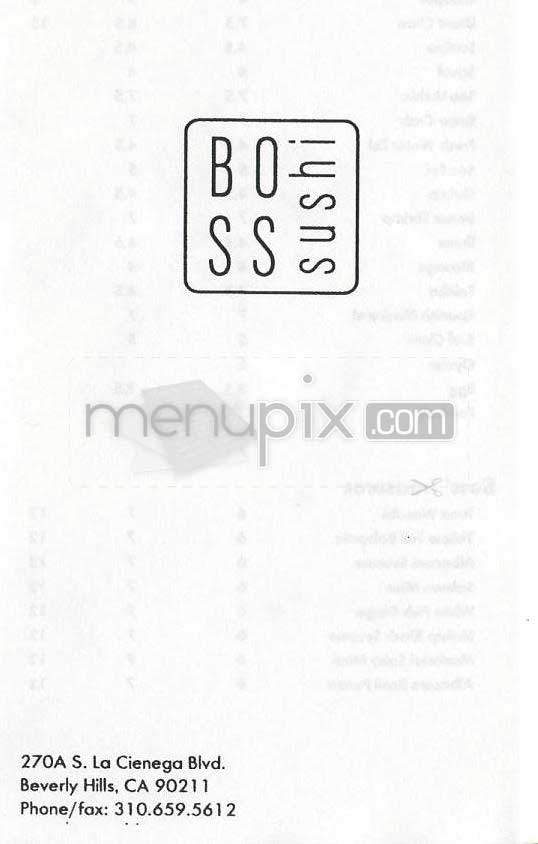 Boss Sushi - Beverly Hills, CA menu_pic