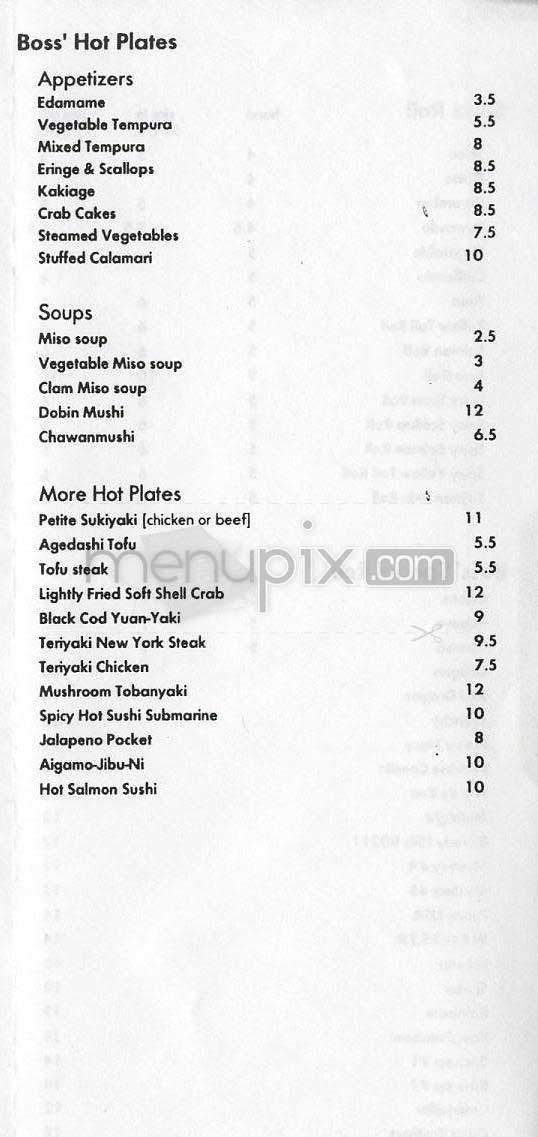 Boss Sushi - Beverly Hills, CA menu_pic