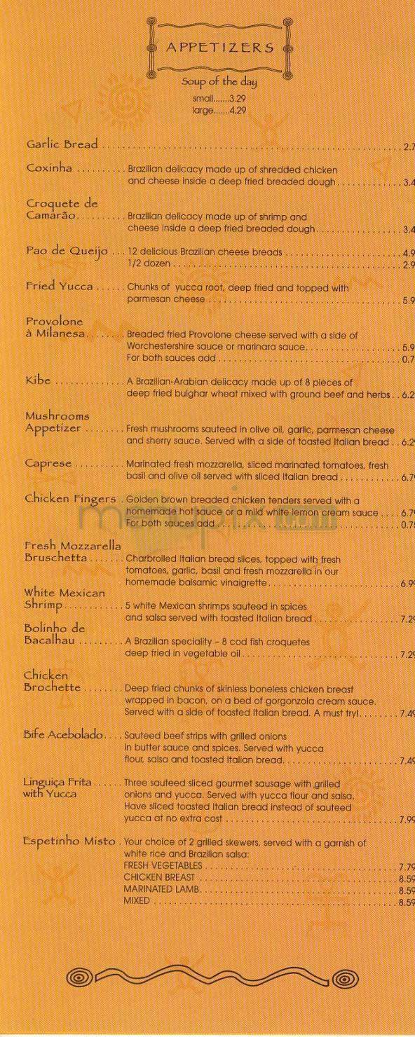 Bossa Nova Ristorante - West Hollywood, CA menu_pic