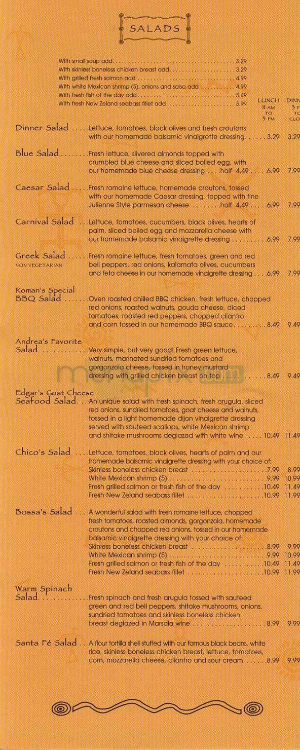Bossa Nova Ristorante - West Hollywood, CA menu_pic