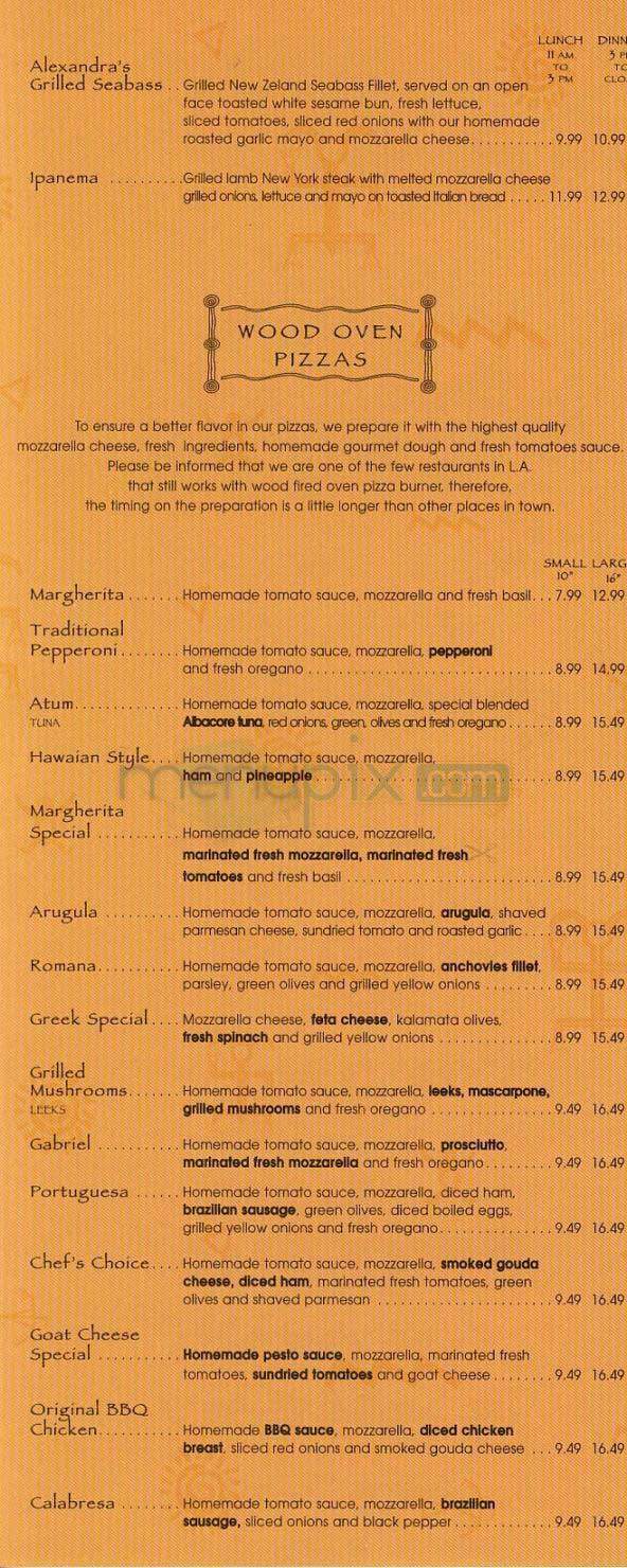 Bossa Nova Ristorante - West Hollywood, CA menu_pic