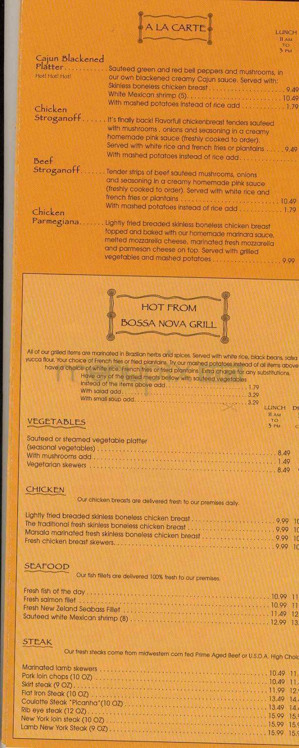 Bossa Nova Ristorante - West Hollywood, CA menu_pic