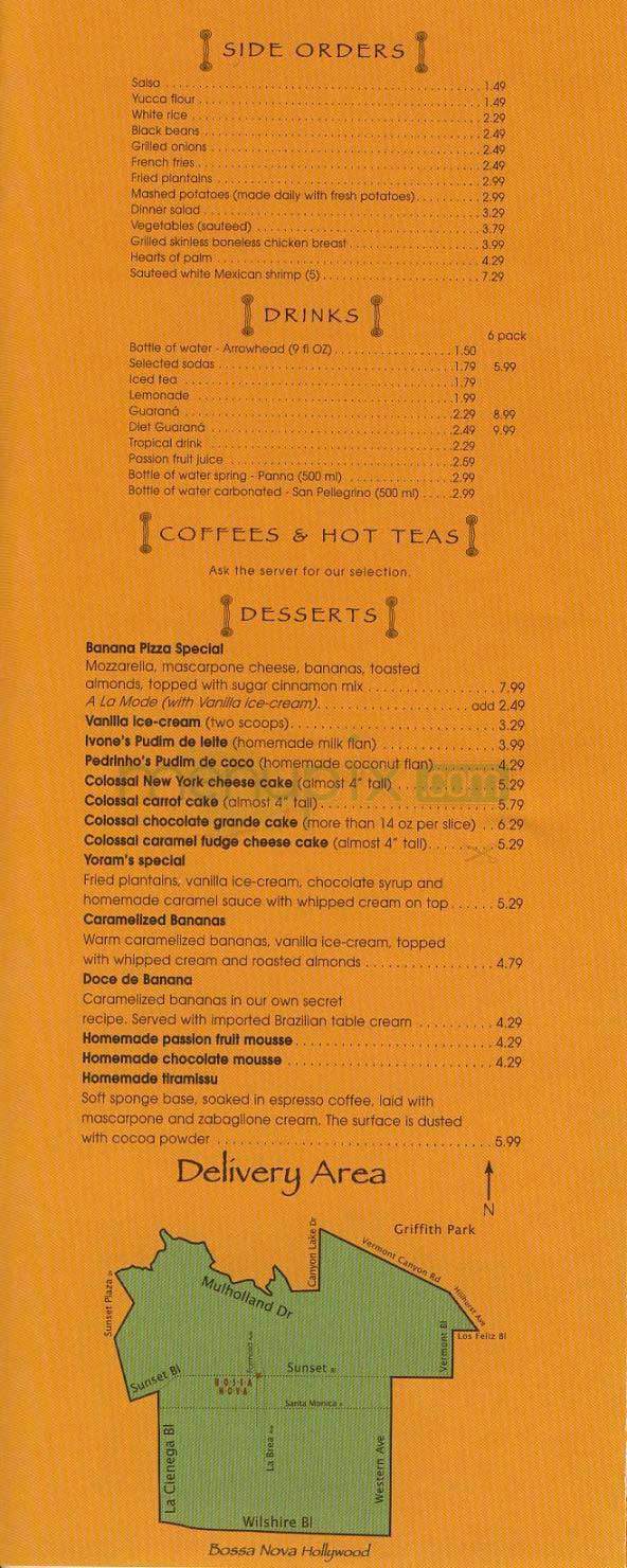 Bossa Nova Ristorante - West Hollywood, CA menu_pic