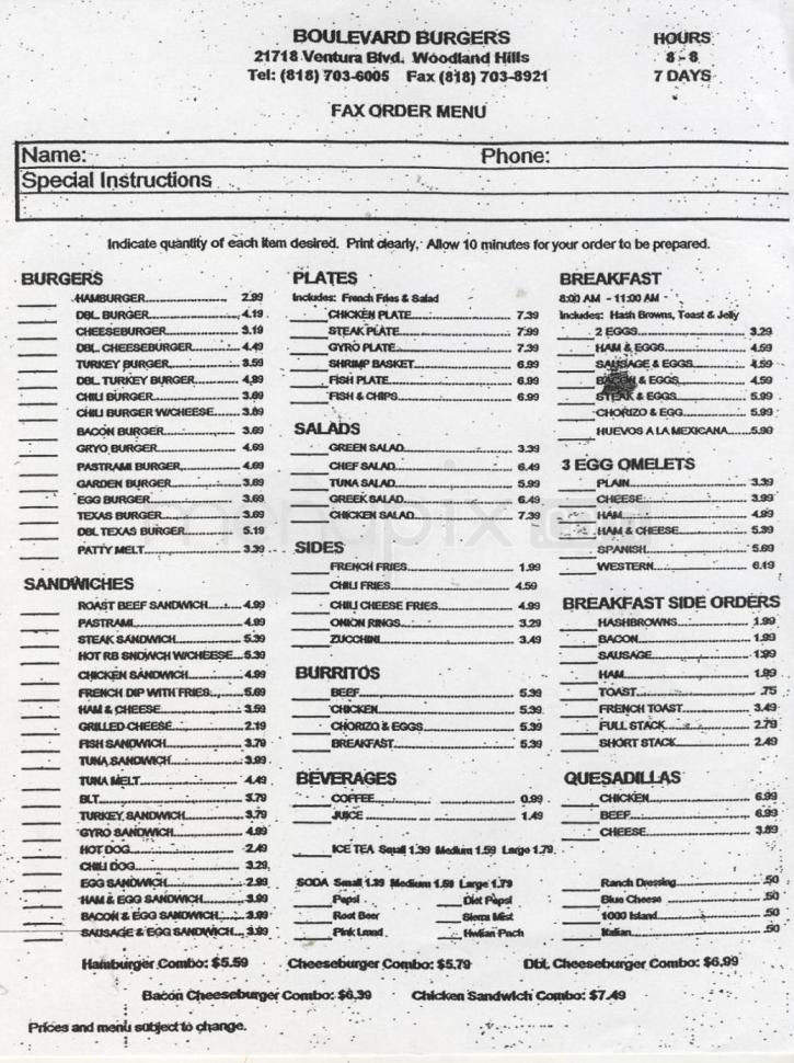 Boulevard Burgers - Woodland Hills, CA menu_pic