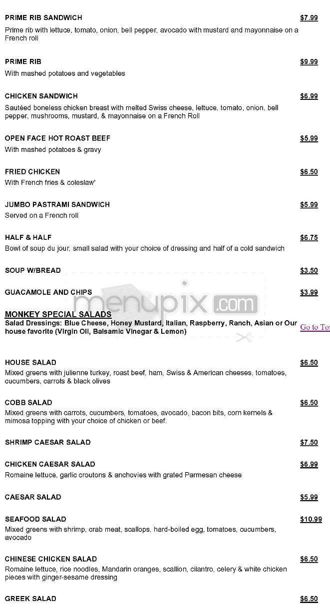 Brass Monkey - Los Angeles, CA menu_pic
