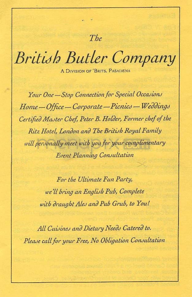 Brits Restaurant - Pasadena, CA menu_pic