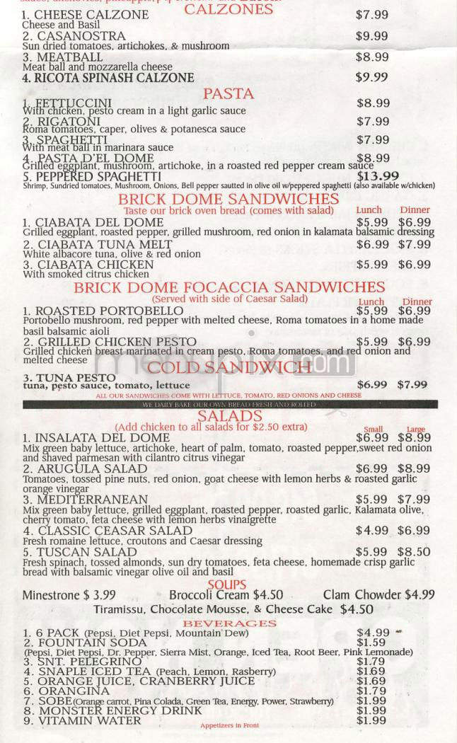 Brick Dome Pizza - West Hollywood, CA menu_pic