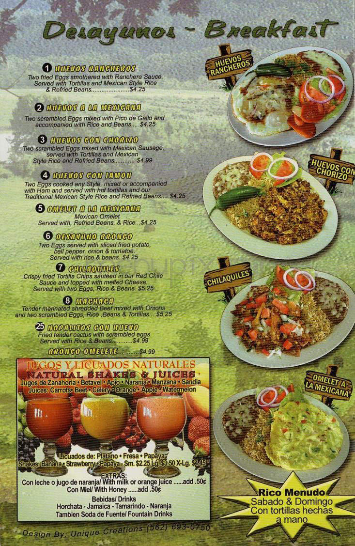Bronco - Sherman Oaks, CA menu_pic