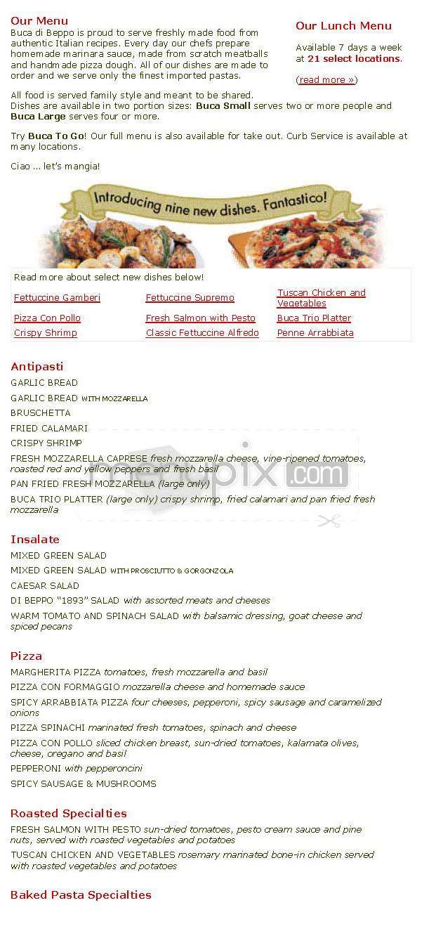 Buca Di Beppo - Pasadena, CA menu_pic