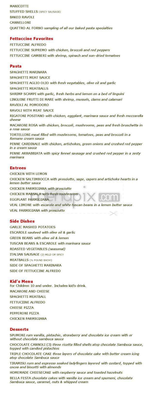 Buca Di Beppo - Pasadena, CA menu_pic