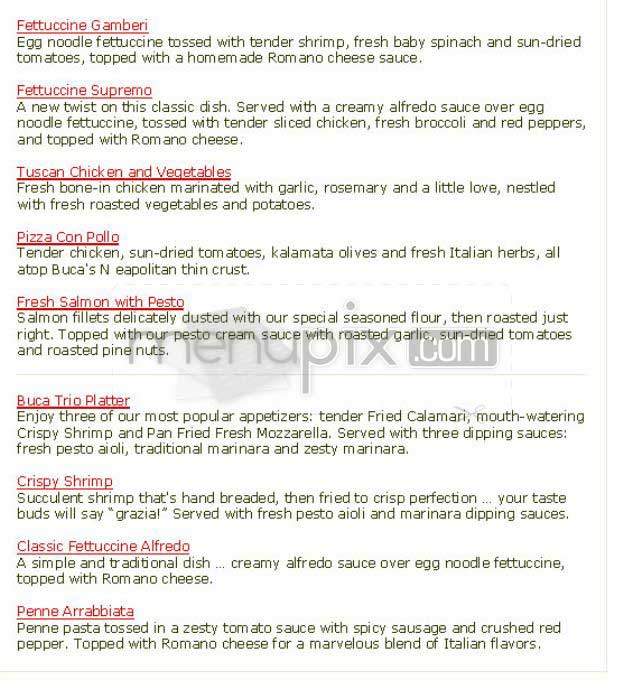 Buca Di Beppo - Pasadena, CA menu_pic