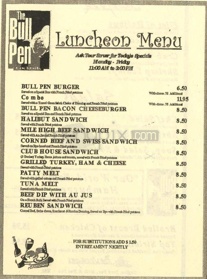 The Bull Pen - Redondo Beach, CA menu_pic