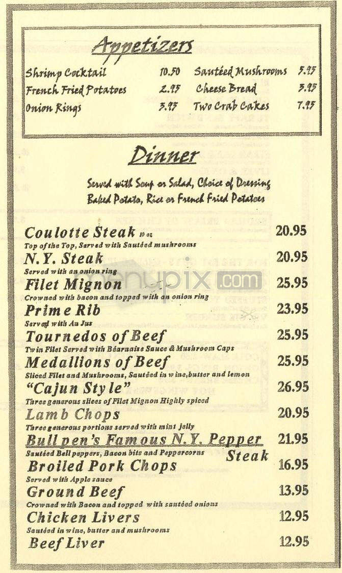 The Bull Pen - Redondo Beach, CA menu_pic