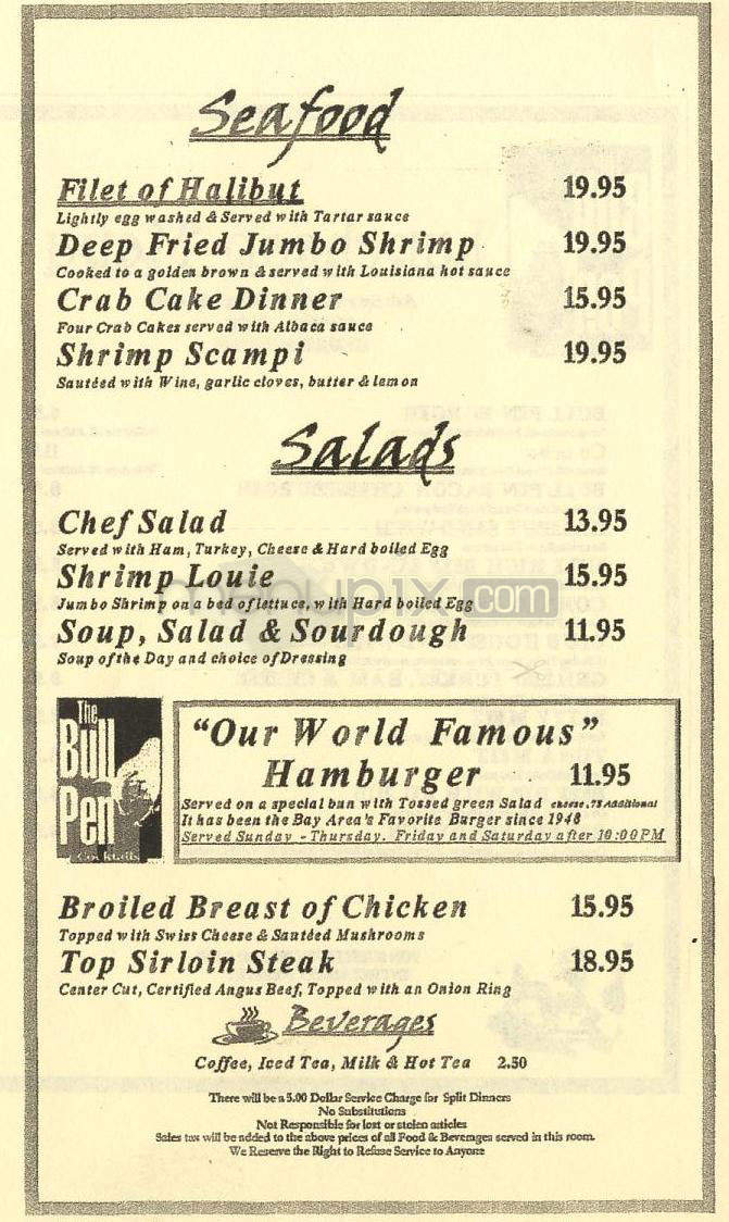 The Bull Pen - Redondo Beach, CA menu_pic