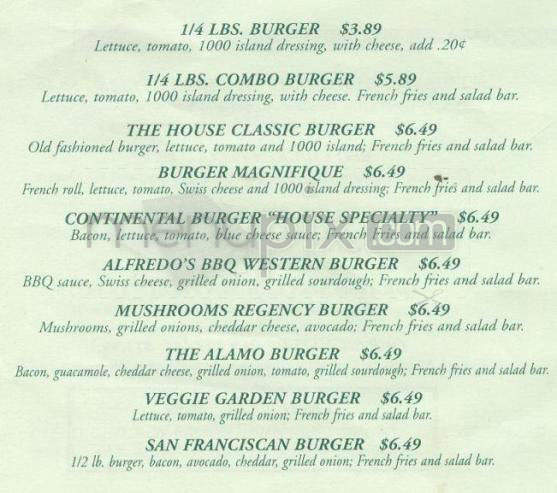 Burger Continental - Pasadena, CA menu_pic