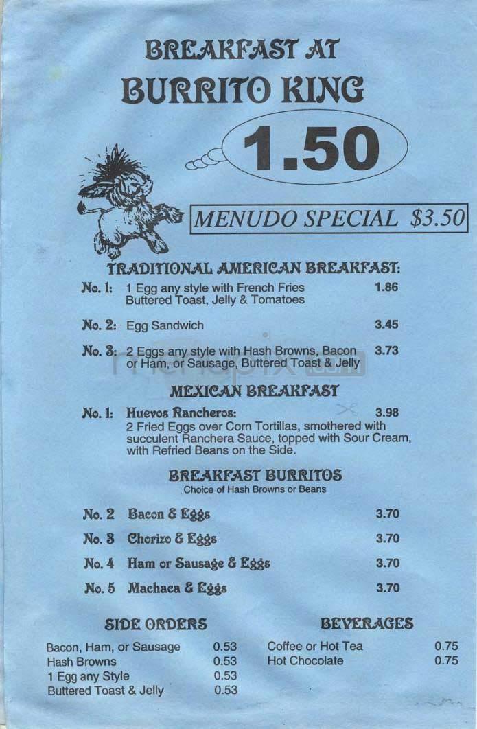 Burrito King - Los Angeles, CA menu_pic