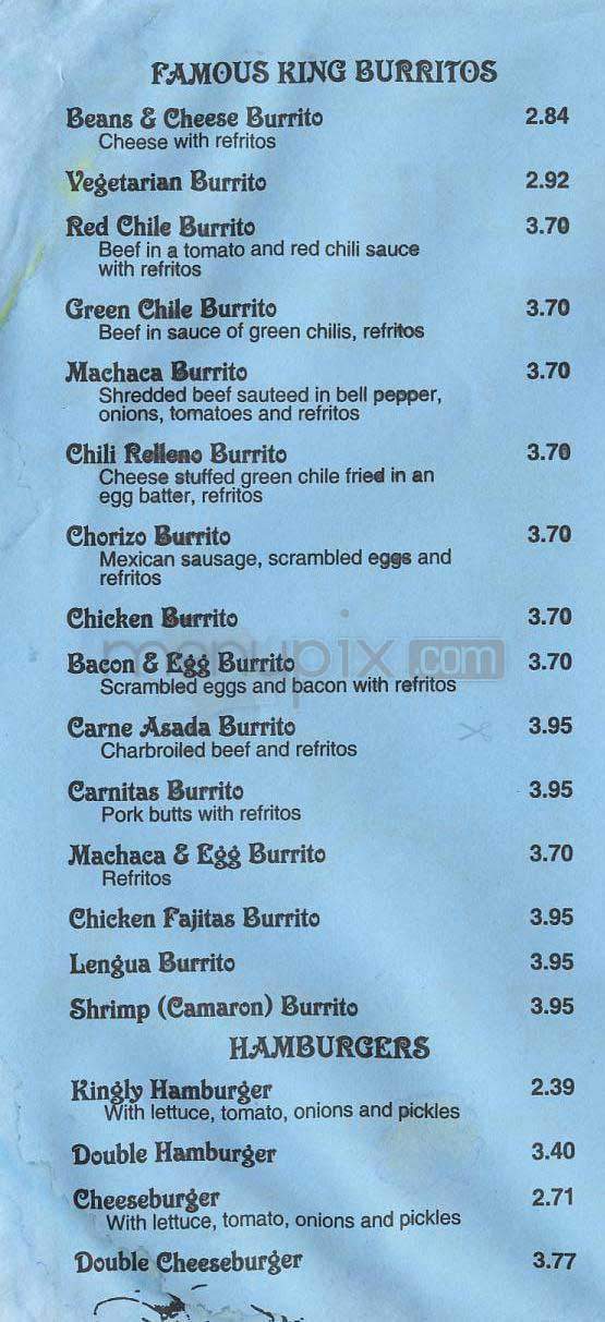 Burrito King - Los Angeles, CA menu_pic