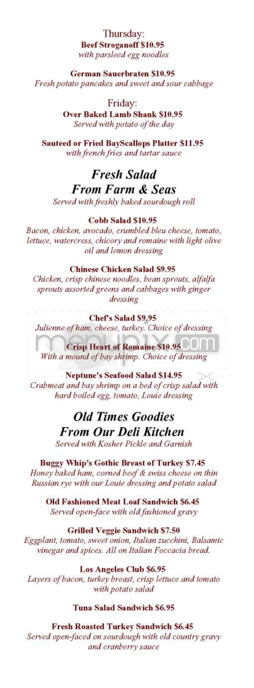 Buggy Whip Restaurant - Los Angeles, CA menu_pic