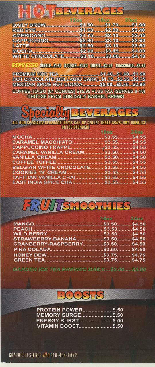 Coffee Barrel - Pasadena, CA menu_pic