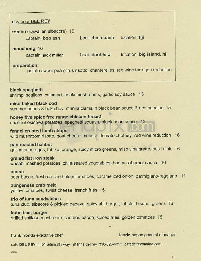 Cafe Del Rey - Marina Del Rey, CA menu_pic