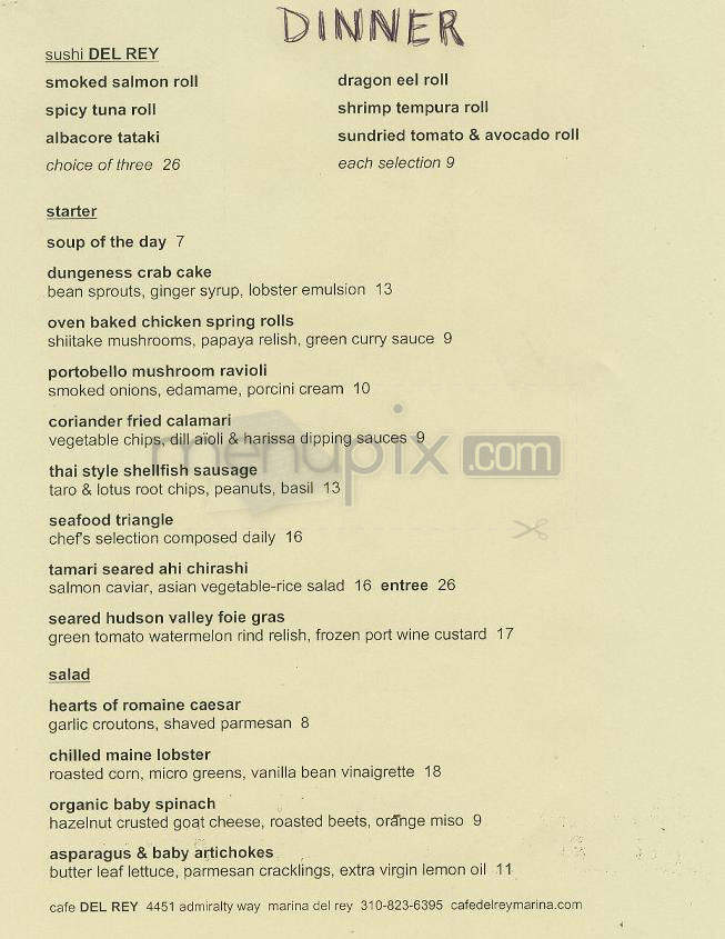 Cafe Del Rey - Marina Del Rey, CA menu_pic