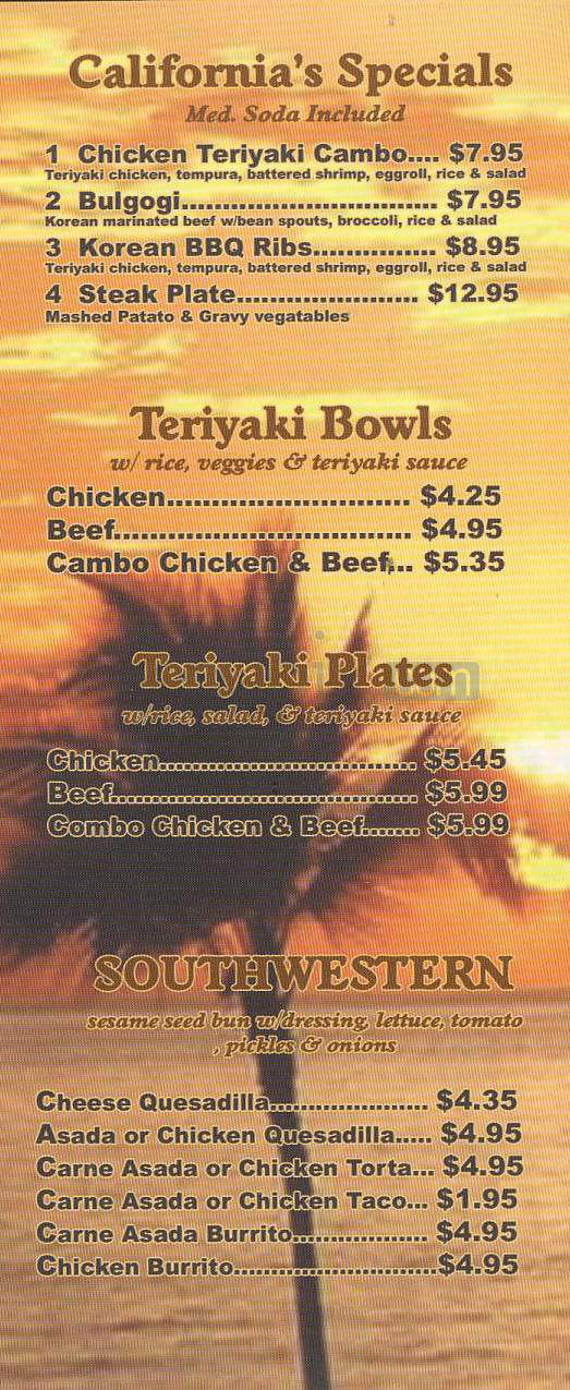 California Dreamin - Glendale, CA menu_pic