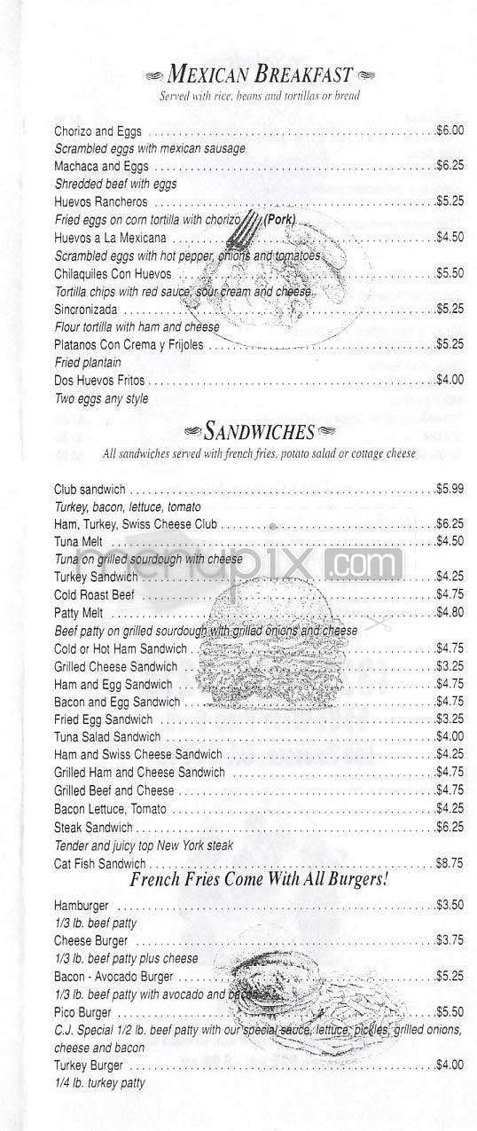 CJ's Cafe - Los Angeles, CA menu_pic