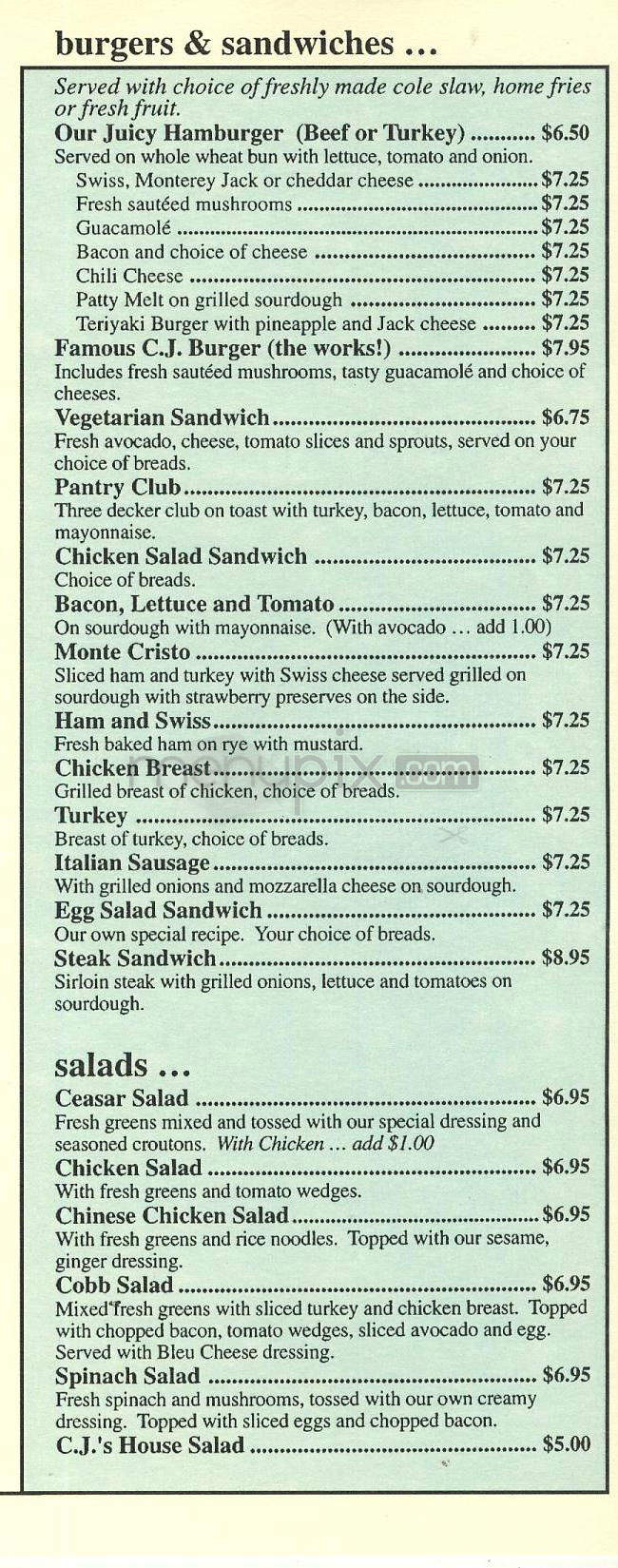 CJ's Pantry - Redondo Beach, CA menu_pic