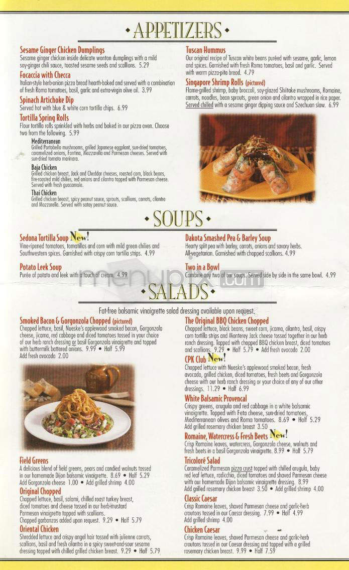 California Pizza Kitchen - Los Angeles, CA menu_pic