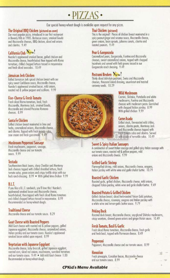 California Pizza Kitchen - Los Angeles, CA menu_pic