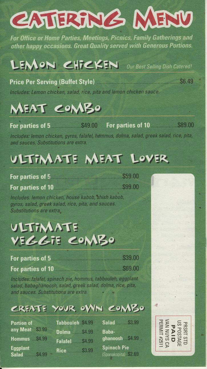 California Pita & Grill - Sherman Oaks, CA menu_pic