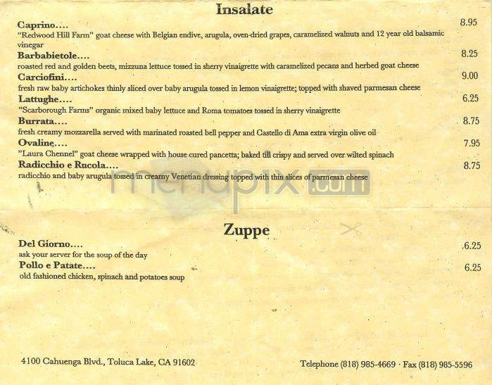 Ca Del Sole - Toluca Lake, CA menu_pic