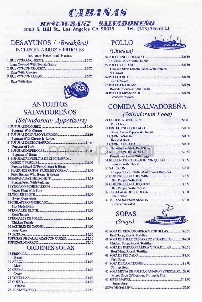 Cabanas - Los Angeles, CA menu_pic