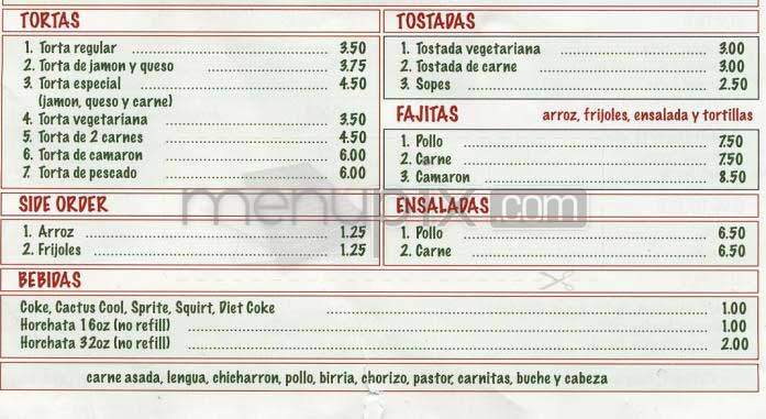 Cactus - Davenport, IA menu_pic