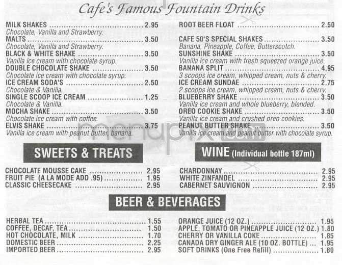 Cafe 50's - Sherman Oaks, CA menu_pic